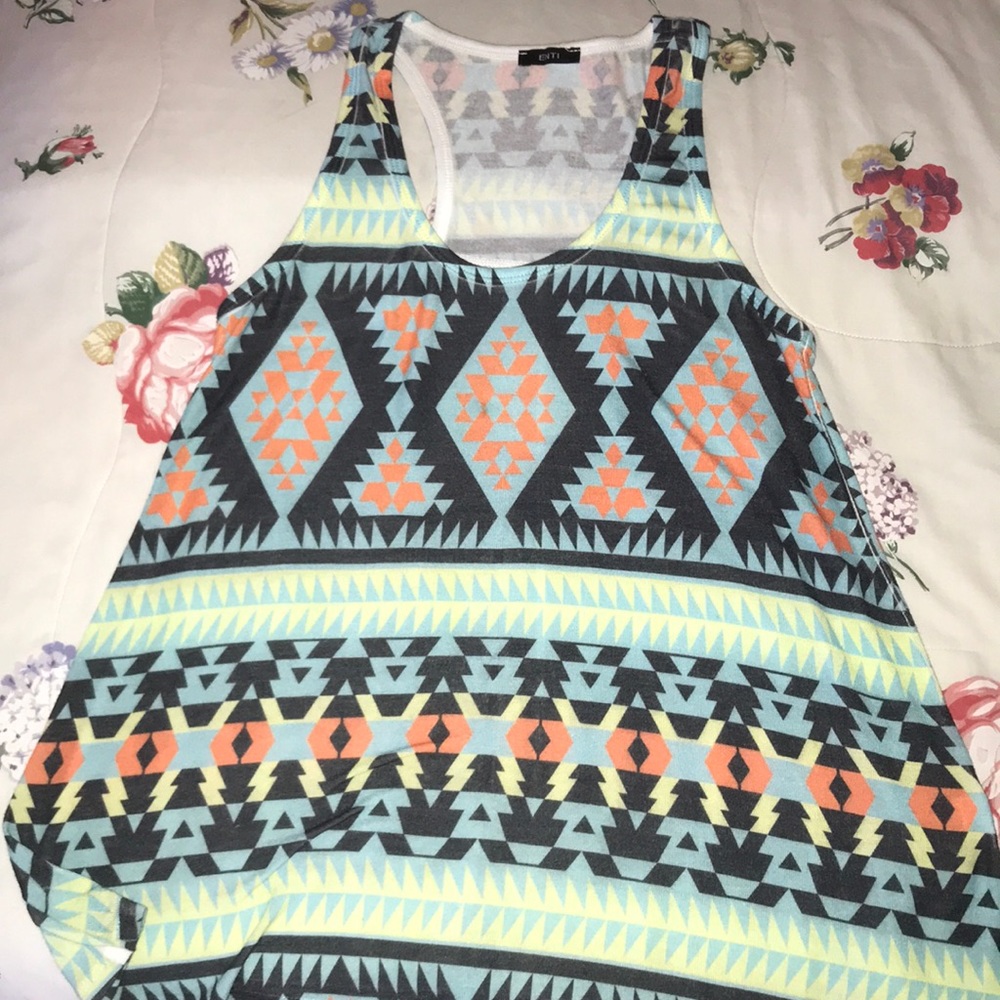 Ladies geometric cotton tank